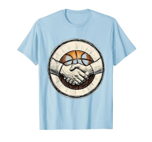 Basketball Handshake T-Shirt Men Baby Blue Medium