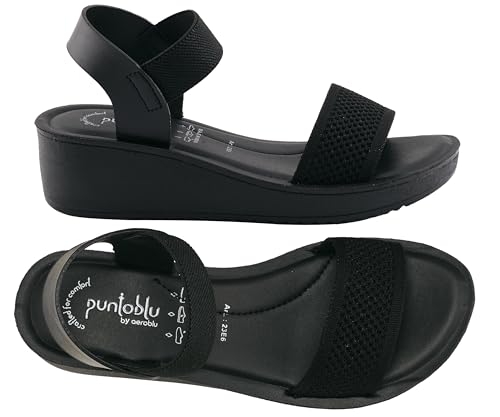Image of puntoblu Cushion Comfort Platform Heel Sandals for Women | Comfortable Padded Footbed | Breathable Mesh | Slingback Closure | Anti-Skid & Durable Mid Heel Sandal for Girls
