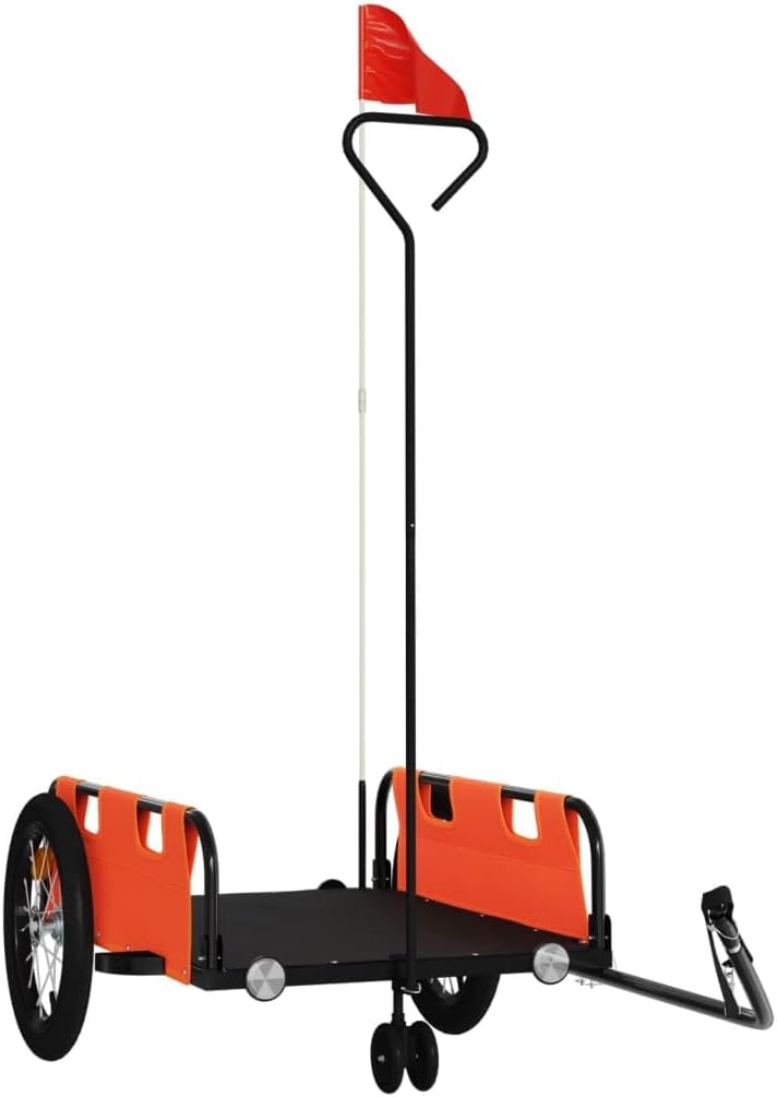 Bike Trailer Orange Oxford Fabric and Iron, Bicycle Cargo Trailer, Bicycle Large Cargo Wagon Trailer, Bicycle Cargo Storage Cart Cycling Camping Luggage Storage Carrier Transport Type2