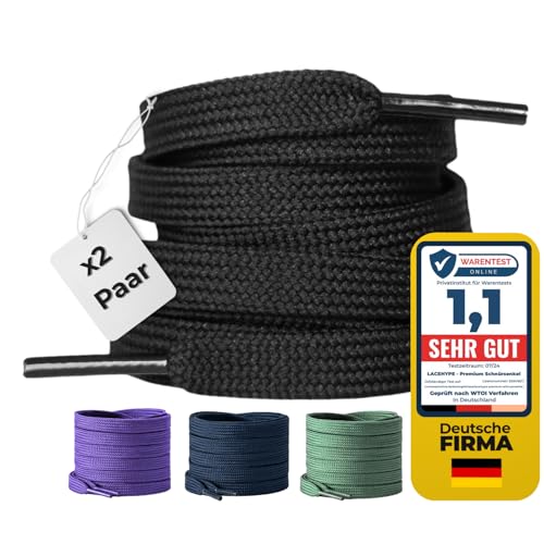 LaceHype 2 Paar Premium Schnürsenkel flach [10 mm breit ] LC1 reißfest...