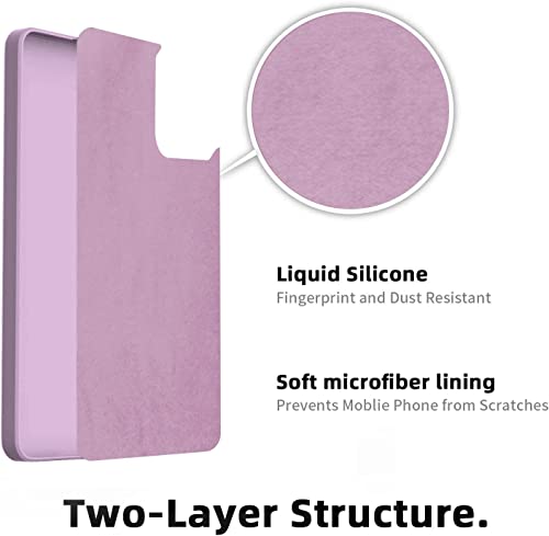 Image of DIZORO Liquid Silicone Case with Microfiber Cushioning Compatible for Samsung Galaxy S22 5G Shockproof Slim Back Cover, Gel Rubber Full Body Protection (Lilac)