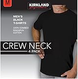 Kirkland Men's Crew Neck Black T-shirts (Size: Large /Pack of 4)
