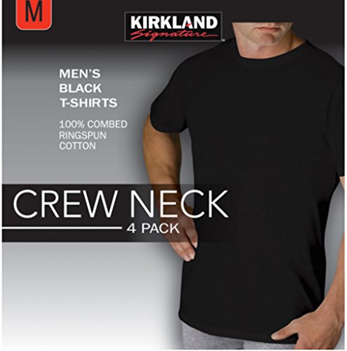 Kirkland Men's Crew Neck Black T-shirts (Size: Large /Pack of 4)