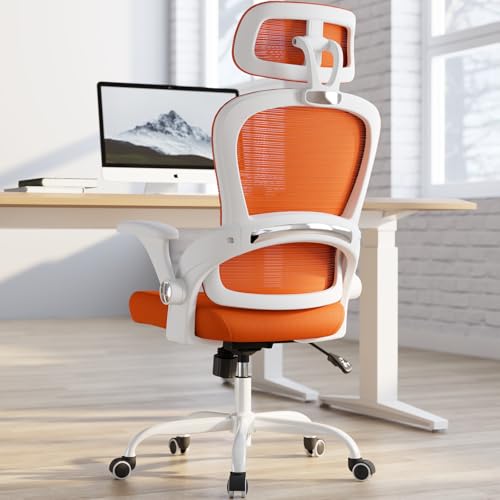 Image of TRALT Office Chair - Ergonomic Office Chair with Back Support, Home Office Desk Chairs, 330lbs Wide Seat Big and Tall Office Chairs with Headrest, Comfy Desk Chairs (Orange)