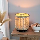 Osasy Lámpara de mesita de noche única de ratán, 1)