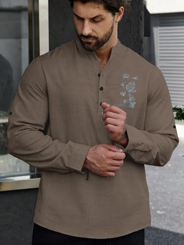 Image of TOPLOT Men's Kurta Shirt |Premium Linen Printed | Stylish Ethnic Wear | Comfortable Fit Design | Clean Look Structure | Versatile Styling | Ideal for Casual, Festive, Party (5265)