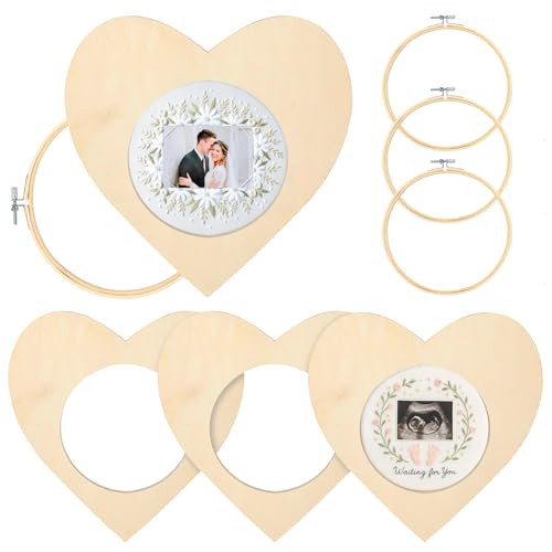 Kuabiz 8 Pcs Wood Embroidery Hoop Frame with...