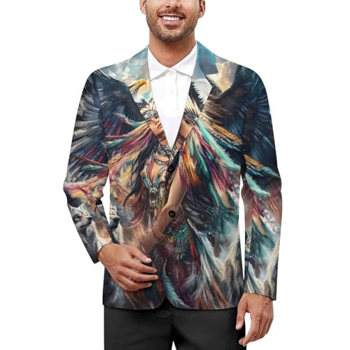 Native Indian U.S. Beauty Mens Suit Jacket Lapel Blazers V Neck Button Business Coat Tuxedo for Wedding Party