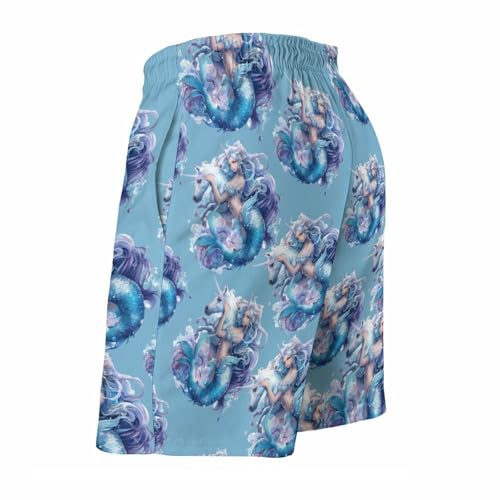 Unicorns Mermaids Men's Swim Trunks Quick Dry Beach Board Shorts with Mesh Lining Swimwear Bathing Suits4