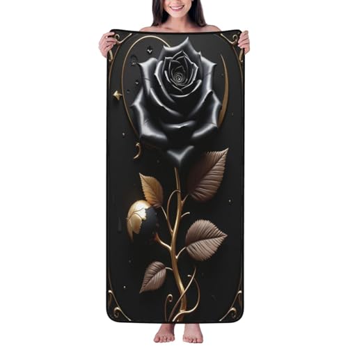 Toallas de baño con estampado de oro rosa y negro n.º 347, toallas de ducha para baño, altamente absorbentes, suaves, grandes, 68 x 139 cm