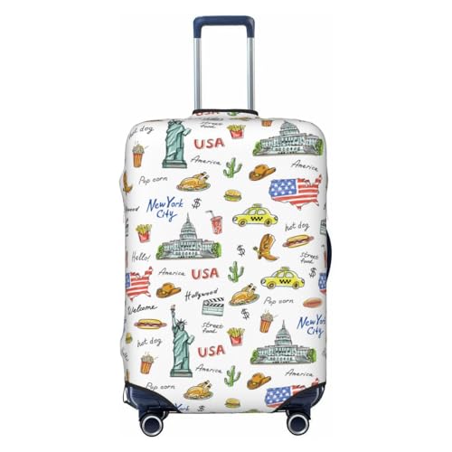 VOSERY Travel Luggage Cover - America Landmarks Washable Suitcase Covers Protector Fits 18-32 Inch Luggage