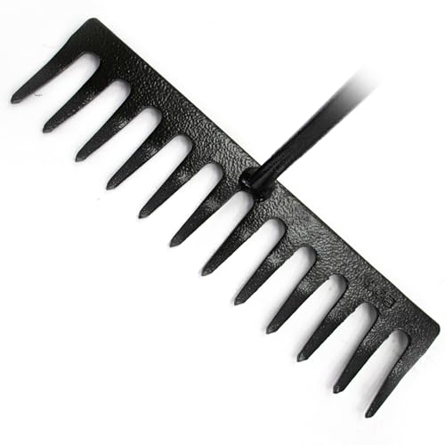 JCB 12 Teeth Garden Rake, 150cm x 30cm Head, Tubular Steel - Heavy Duty - Lightweight - Ideal for gardening and landscaping tasks. - 3 Year Standard Warranty
