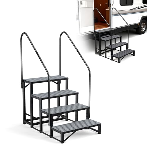 PENSUN 4-Step RV Entry Stairs with Handrails