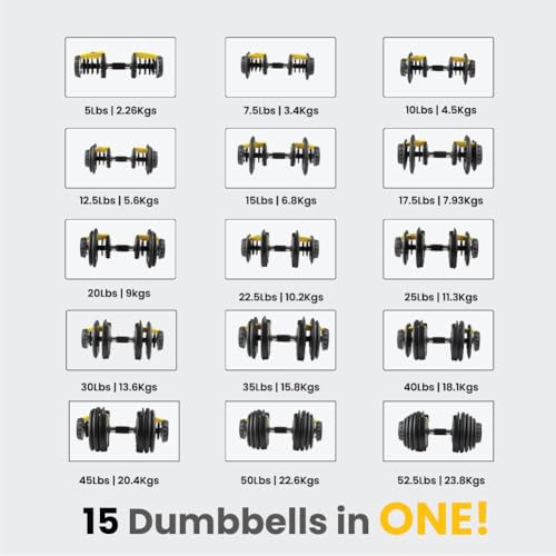 Image of The Cube Club PowerBells 1 Piece Alloy Steel Dumbbells (2.5-24 Kg) | 5-IN-1 Adjustable Dumbbell Weights for Fitness Exercise Body Workout Gym Equipment with 1 Year Warranty