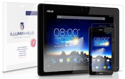 Illumishield Screen Protector Compatible With Asus Padfone Infinity (Tablet+Phone)(2-Pack) Clear Hd Shield Anti-Bubble And Anti-Fingerprint Pet Film #TOP22