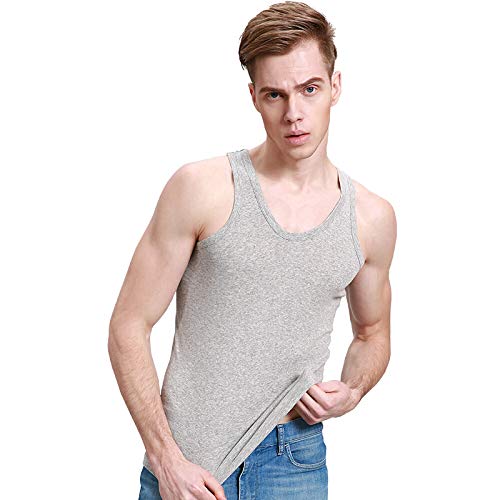 DODOMIAN hommes gilet tops 100% coton débardeurs couleur de base ordinaire casual undershirt 5 pack pour homme (gris, xxl) Cover
