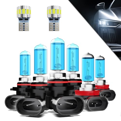 Image of Headlights+ License Plate Lights Fit For Dodge Ram 2019-2020 with projector Bulbs,9005 /HB3 /H10 High Beams+ 9005 /HB3 /H10 Low Beams+ h11 Fog Lights+ License Plate Lights Combo,Pack of 8