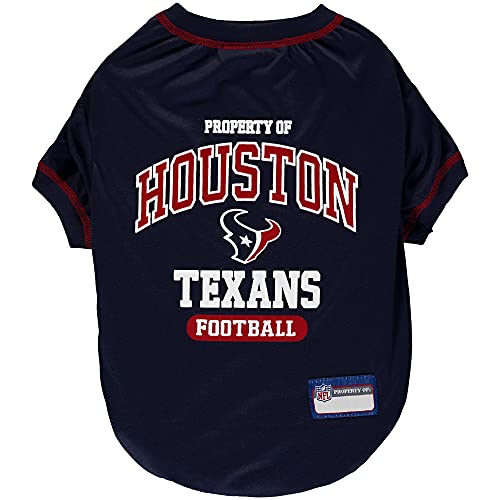 Image of NFL Houston Texans Dog T-Shirt for Pets, Size Large. Officially Licensed Pet Shirt with Team Logo, Soft Stretchable Comfort Fit Apparel for Dogs & Cats
