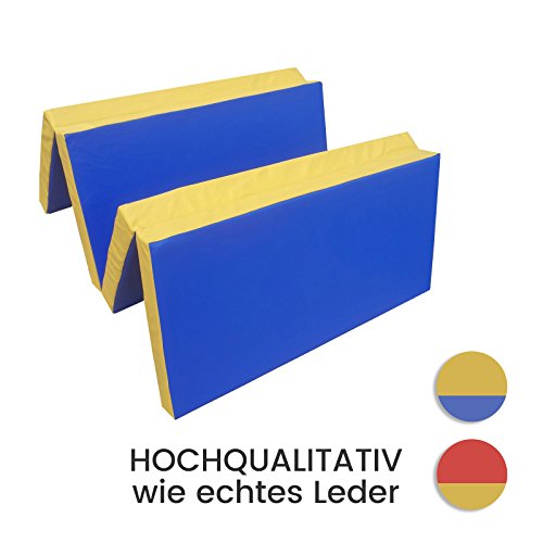 Tappetino da ginnastica Tappetino morbido 4 x pieghevole 200 x 100 x 8 cm Blu/Giallo