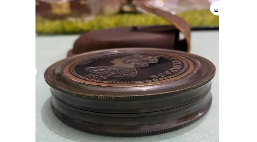 Brújula Náutica de Latón Estilo Vintage con Estuche de Cuero Mejor Regalo para el Día del Padre y Día de la Madre miniatura 4