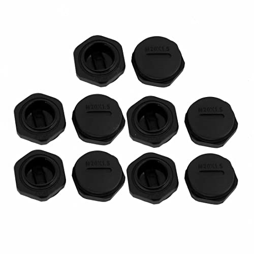 Tool parts 10pcs M20 x 1.5mm Nylon Male Threaded Cable Gland Cap Round Screw-in Cover Black