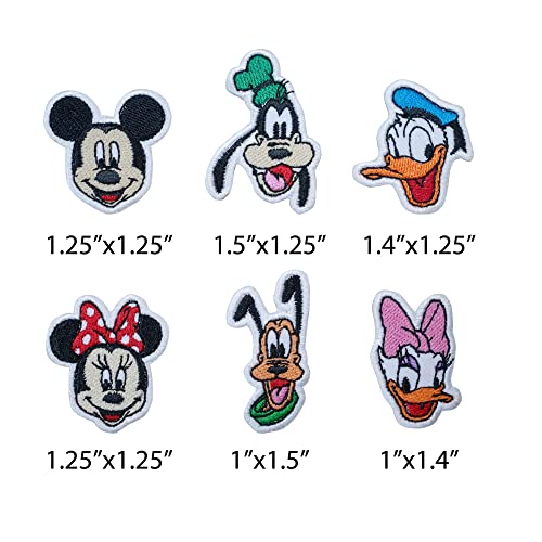 Octory 6 PCS Mini Set Cute Cartoon Mickey Iron On Patch for Clothing Saw On/Iron On Embroidered Patch Applique for Jeans, Hats, Bags