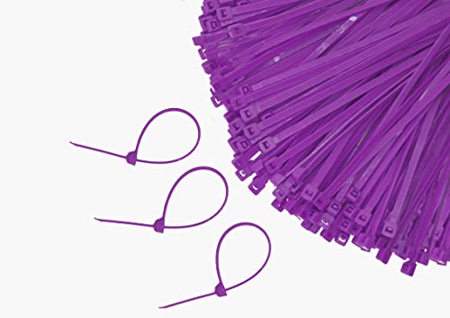 Image of GLOBOMOTIVE Teeth Grip Nylon Self Locking Cable Ties, Purple (100 x 2.5 mm, 200 pieces) - Heavy Duty Strong Zip Wire Fastener Organizer Tie for Indoor and Outdoor