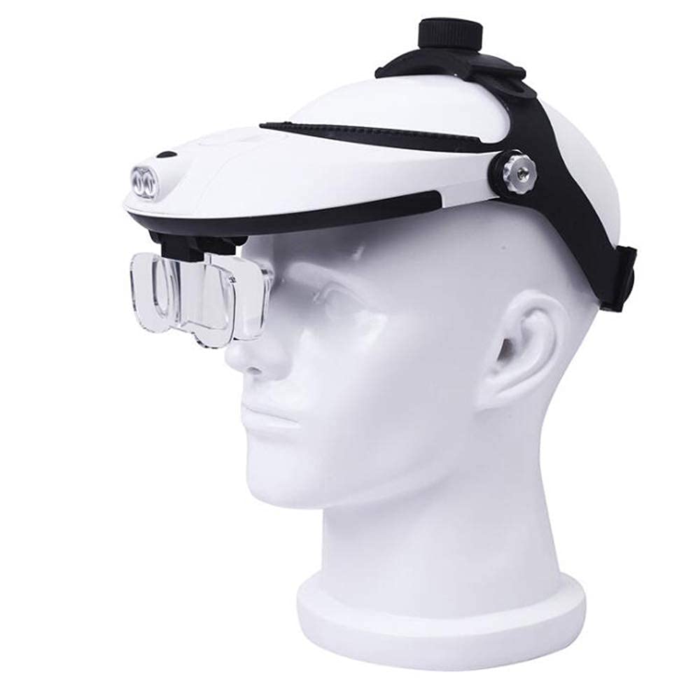 asdchZen Dental Loupes,Dual Lens Headband Magnifier Lamp Light Magnifying Glass Loupe For Reading Jewelry Watch Electronic Repair Close Work