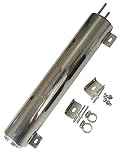 BLACKHORSE-RACING 3" x 16" Polished Stainless Steel Radiator Overflow Tank Catch Can 50 OZ Universal
