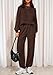 PRETTYGARDEN Women's Two Piece Lounge Sets 2025 Fall Airport Outfits Long Sleeve Pullover Tops Sweatpants Matching Clothing (Brown,X-Large)
