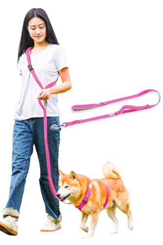 [LaLUCA GOODS] 犬 ショルダーリード 小型犬 中型犬 大型犬 アドバンスモア 01モデル ハンズフリー ピンク リードパーツ Mサイズ