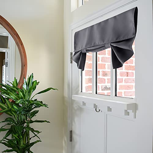 RYB HOME Room Darkening Door Curtains, Privacy Window Curtains Thermal Insulate Covering for Patio/Glass/Front Door, 26 inch x 20 inches, Grey, 1 Panel