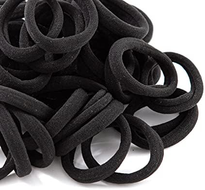 ZBORH 50PCS Black Hair Ties for Women, Seamless Hair Bands, Elastic Ponytail Holders, No Damage for Thick Hair