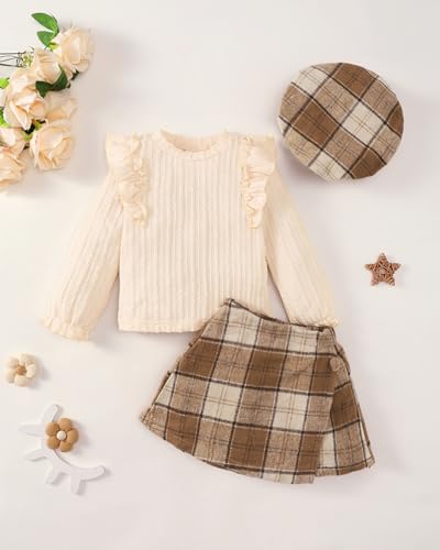 Image of Toddler Girl Clothes Outfit Shirt Top Plaid Mini Skirt Outfits Set Little Girl Dresses Kids Clothes for Girls 18M-8T