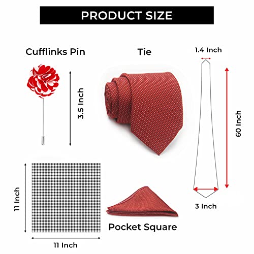 Image of BLACKSMITH Tie, Cufflink, Pocket Square, Lapel Pin, Set of 4 for Men [ Free Size ]