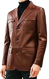 NYC Fashions Cognac Leather Blazer Jacket Mens Brown Leather Car Coat Mens Fashion Leather Blazer Casual