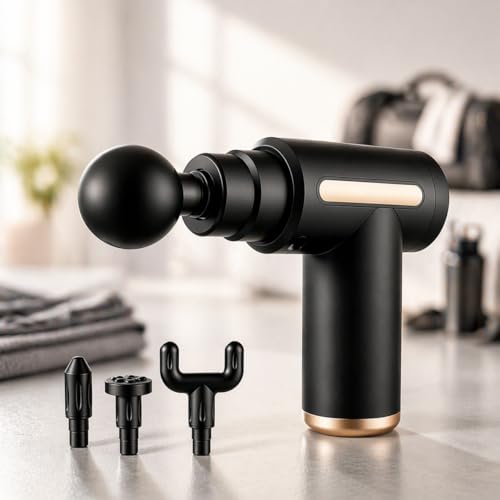 Massageador Pistola Muscular Premium Eletrico 6 Niveis 4 Ponteiras USB C Silencioso Portatil (Cores Variadas)