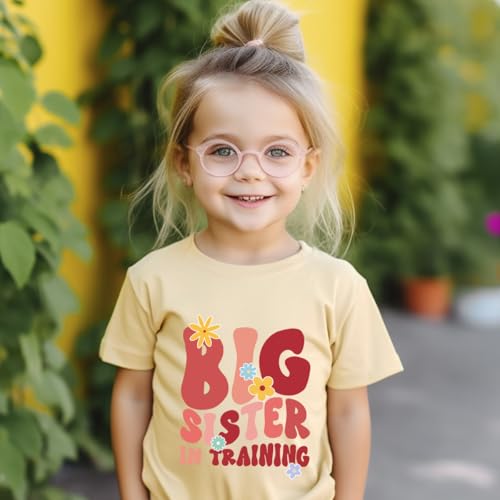 Image of Big Sister Announcement T Shirt Toddler Girls Promoted to Big Sister Tees Outfits 1-7 Years