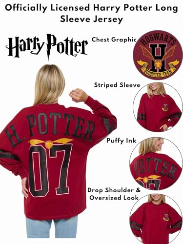 Harry Potter Jersey Womens Oversized Quidditch Drop Shoulder Long Sleeve3