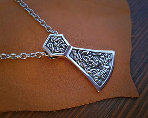 Baldur Jewelry - Viking Axe Pendant - Viking Axe Necklace Amulet Fenrir Wolf Norse Jewelry With Chain - Ancient Axe Pendant - Viking Jewelry For Men Women - Viking Gifts - Brass Axe Necklace #TOP5
