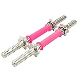 Rowland Harbor 32cm/12.6 Inch Pink Threaded Dumbbell Durable Rubber Handles/Adjustable Dumbbell Bar Handles - Fit 1 inch Standard Weight Plate - Weightlifting Accessories - Sold in Pair
