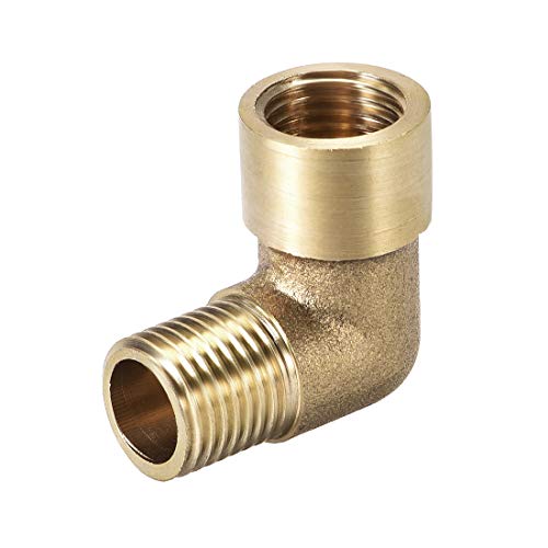 Codo de latón de 90 grados uxcell con rosca macho a hembra para fontanería 2