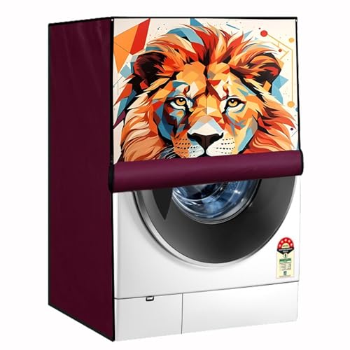 Image of Waterproof 9Kg Front Load Fully Automatic Washing Machine Cover compatible for lg /ifb /godrej /lloyd /bosch & etc Washing Machine (IFB9KMAROONLIONSC13FL04)
