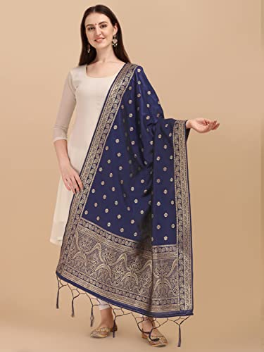 Image of DEVANGI Women's Woven Banarasi Silk Dupatta /Chunni For Women, Floral Print 1 Meter Wide and 2.3 Meter Length Printed Designer Dupatta /Chunni For Girls