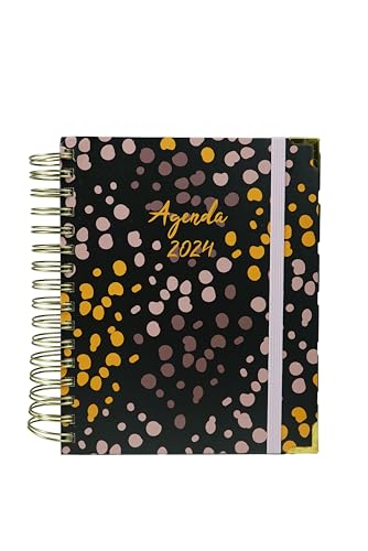 School Diary Page by Day | Ideal for Teachers and Students | Black | Measures 2.5 x 20 x 21.5 cm Sweet Color
