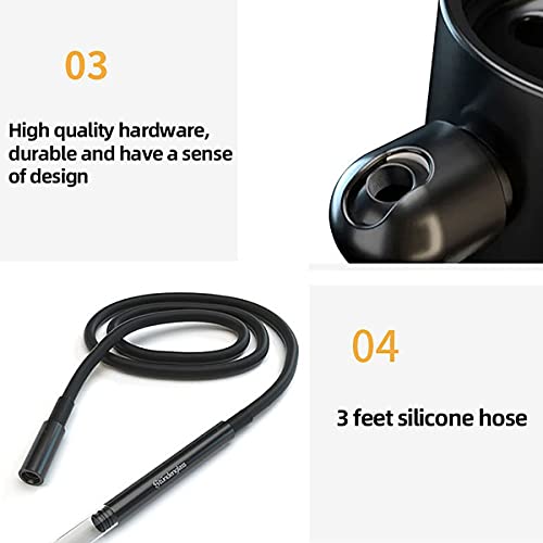 15\" Hookah Set Metal Gravity Hookah Complete Set 360 Rotating Transparent Glass Hookah with Heat Management System Equipment Bracket,Black