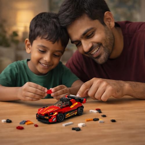Image of STEM Racing Car Pull Back Building Blocks Set (79Pcs) | DIY Speed Car Toy for Kids 6+ Years (Boys & Girls) | Friction Powered Racing Toy | Creativity & Motor Skills Development