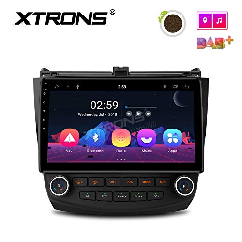 XTRONS 10.1 Inch Android 9.0 Car Stereo Radio Player Octa Core 4G RAM 64G ROM GPS Navigation Multi-Touch Screen Head Unit Supports Screen Mirroring WiFi OBD2 DVR TPMS for Honda Accord (no-DVD Player)