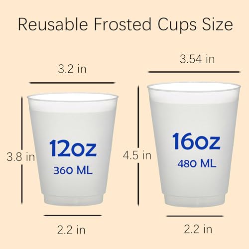 image for HBFN 50-200pcs 12oz 16oz Custom Frosted Plastic Cups for Party, Person