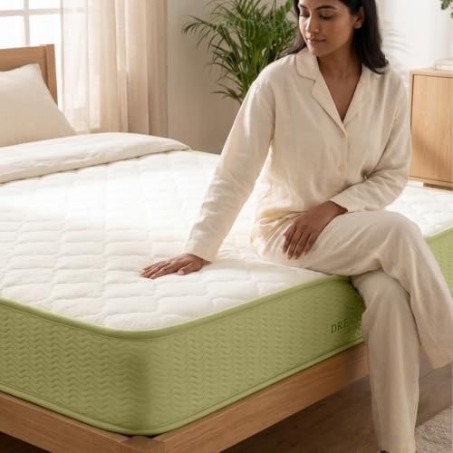 Image of DREAMZEE Rasa 100% Full Natural Latex Mattress | Medium Soft Comfort | GOTS Certified | Dual-Zone Latex | Natural Series - King Size (84x72x6 Inches) | 12 Years Warranty
